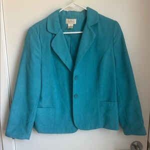 Vintage St. John Collection Turquoise Suede Blazer Jacket